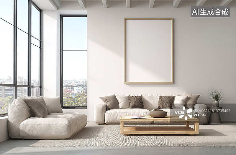 【AI数字艺术】现代简约客厅室内设计图片素材