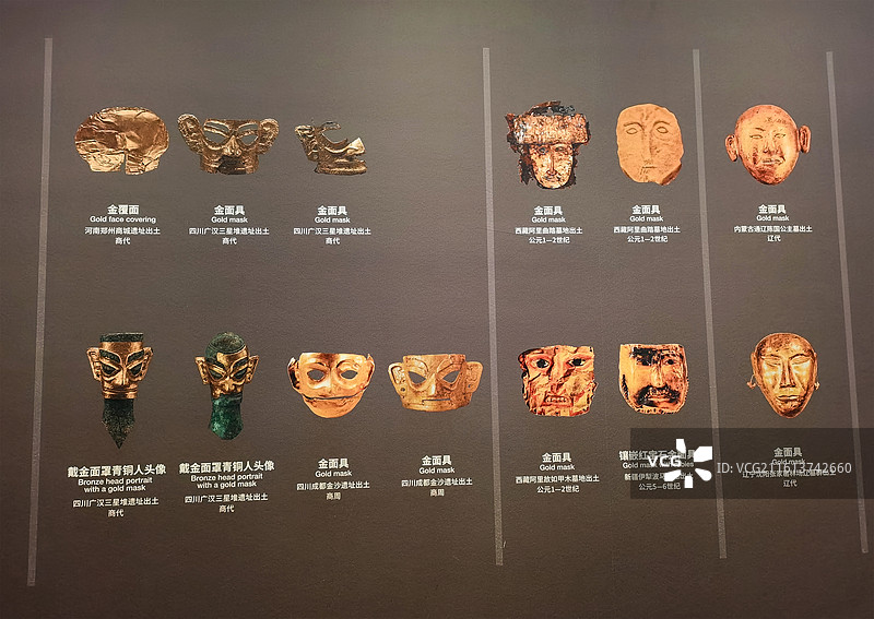 黄金面具,世界黄金面具大全，三星堆博物馆图片素材