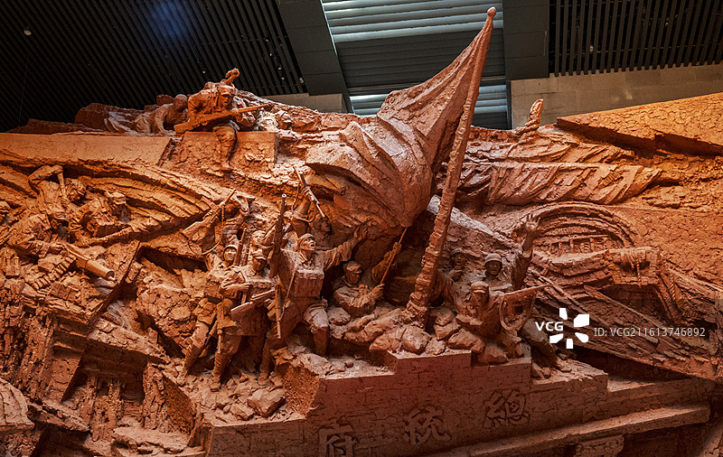 安徽合肥渡江战役纪念馆渡江战役人民解放军占领南京大型雕塑局部图片素材