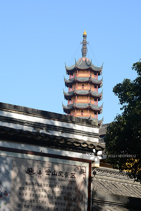 镇江金山旅游景区金山寺慈寿塔江天禅寺佛教禅宗图片素材