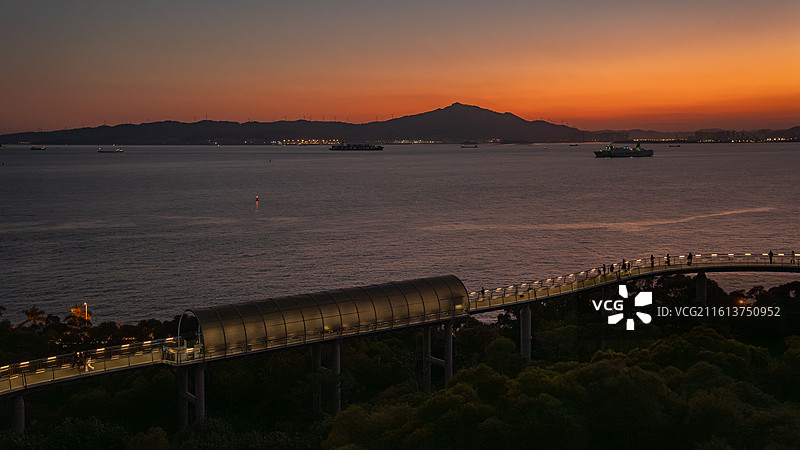 厦门山海步道日落晚霞图片素材