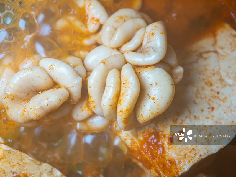 韩国首尔广藏市场特色美食鳕鱼锅配料特写图片素材