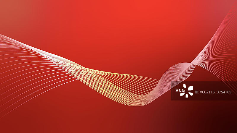 红色渐变背景上，蜿蜒向上的优美渐变曲线，传递出灵动和谐之感。图片素材