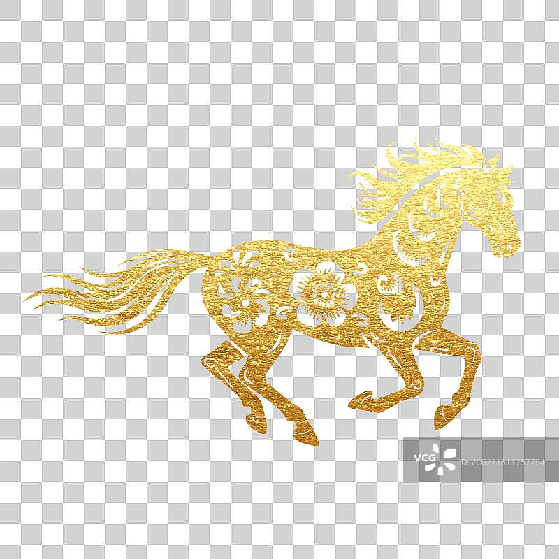 卡通手绘马年生肖春节元素生肖剪纸元素图片素材