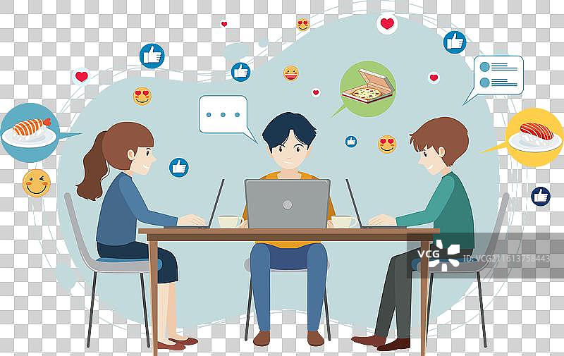 三个人在笔记本电脑上工作，分享想法图片素材