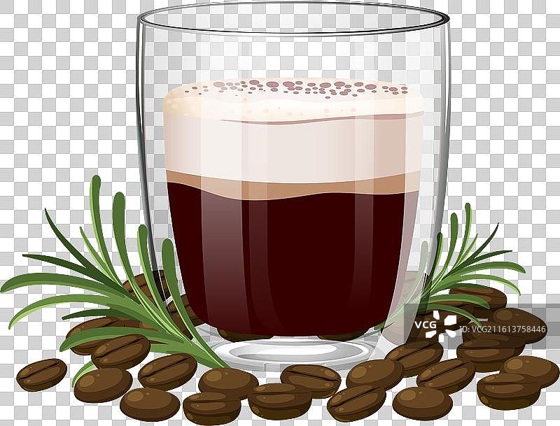 咖啡豆环绕的咖啡杯图片素材