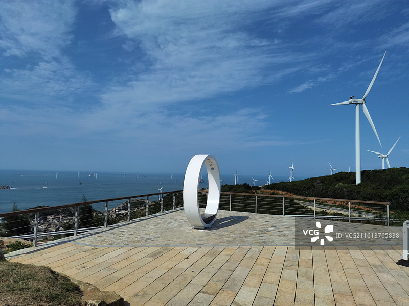 平潭北部湾生态廊道海洋美景风力发电图片素材