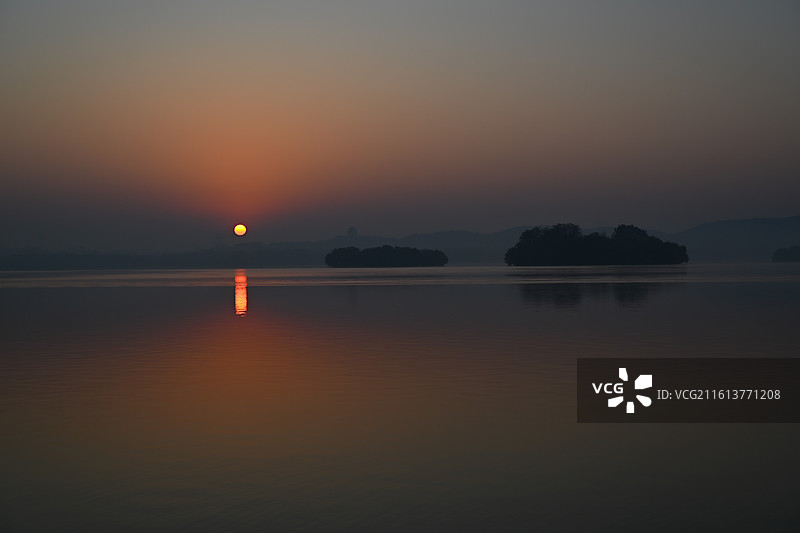 杭州西湖日出图片素材