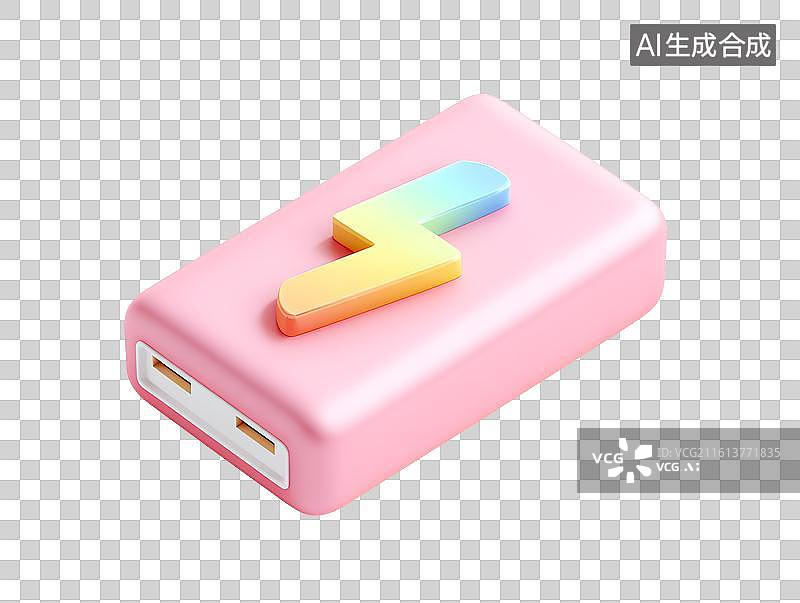 【AI数字艺术】一块粉色卡通充电宝图片素材
