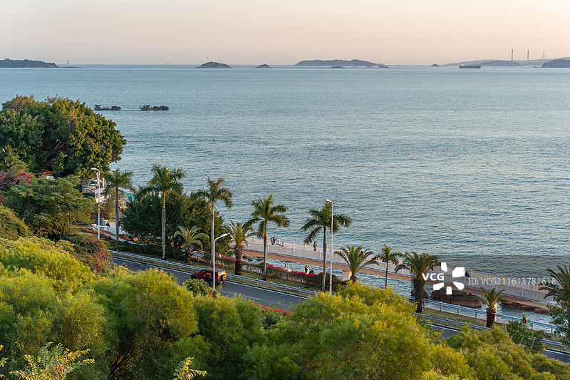 厦门山海步道日落晚霞图片素材