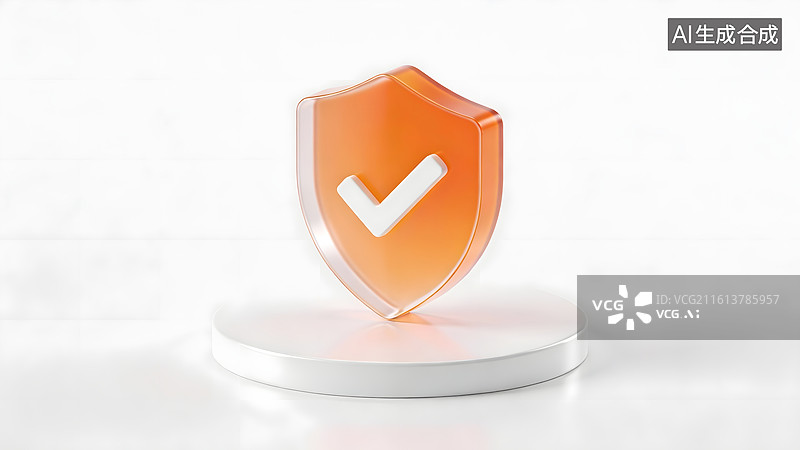 【AI数字艺术】橙色盾牌图标白色背景图片素材