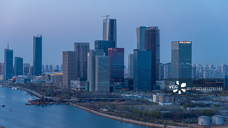天津市滨海新区于家堡响螺湾城市天际线图片素材
