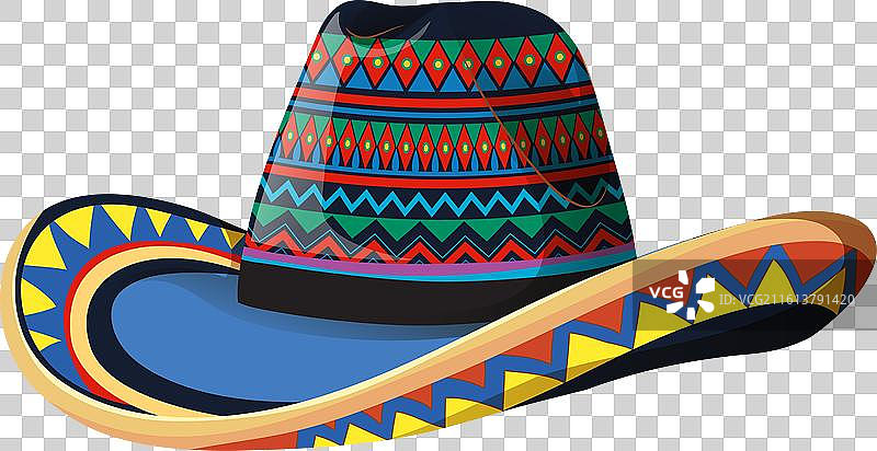 带有传统墨西哥图案的鲜艳墨西哥帽图片素材