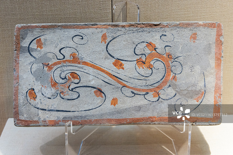 甘肃张掖博物馆 魏晋画像砖 卷云纹图像图片素材