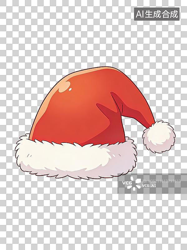 【AI数字艺术】3D渲染免抠图形元素红色毛绒圣诞帽图片素材