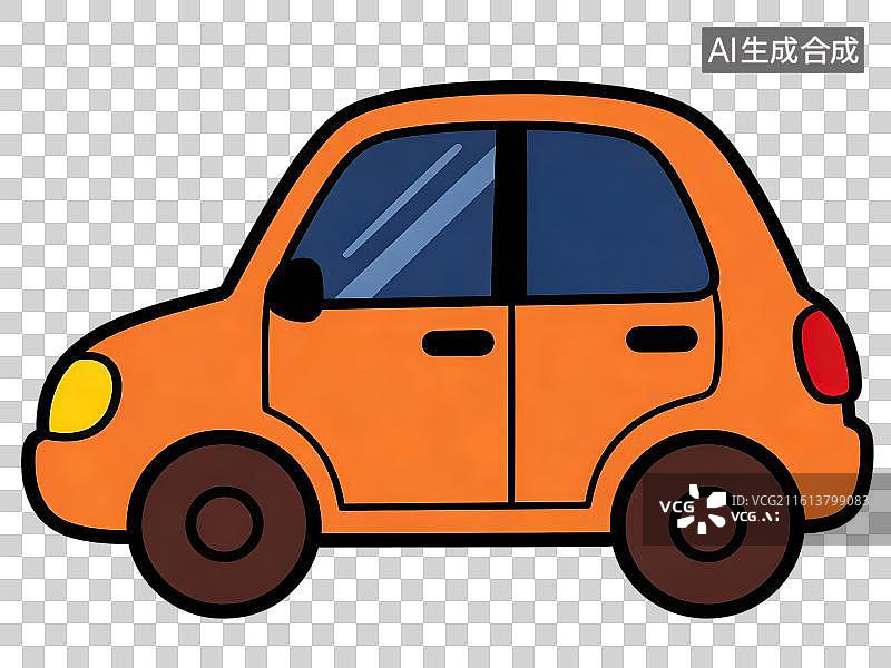 【AI数字艺术】3D渲染免抠图形元素橙红色卡通汽车小轿车图片素材