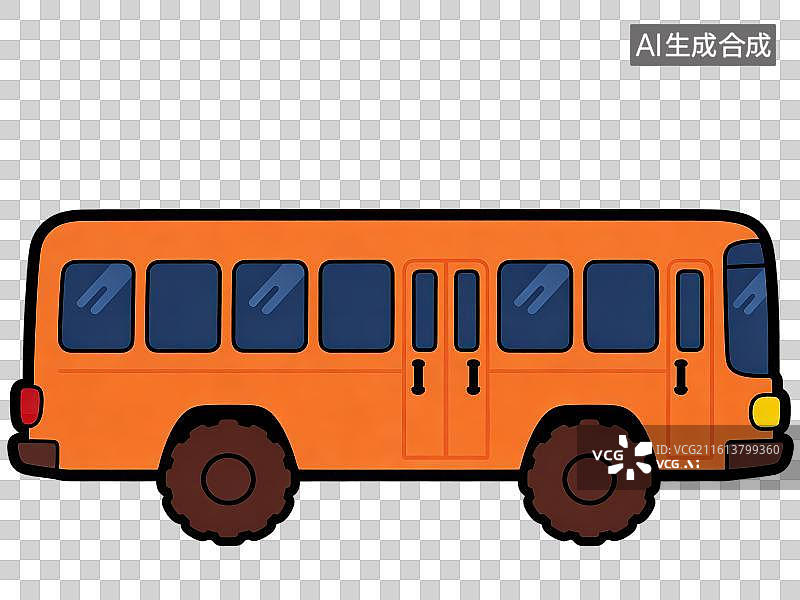 【AI数字艺术】3D渲染免抠图形元素卡通汽车大巴车公交车图片素材