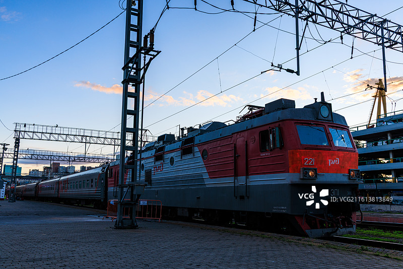 俄罗斯海参崴西伯利亚大铁路001俄罗斯号列车图片素材