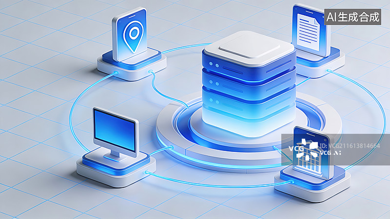 【AI数字艺术】数据中心多设备互联科技网络装饰素材图片素材