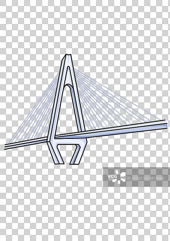 海口地标建筑-简笔画-世纪大桥图片素材