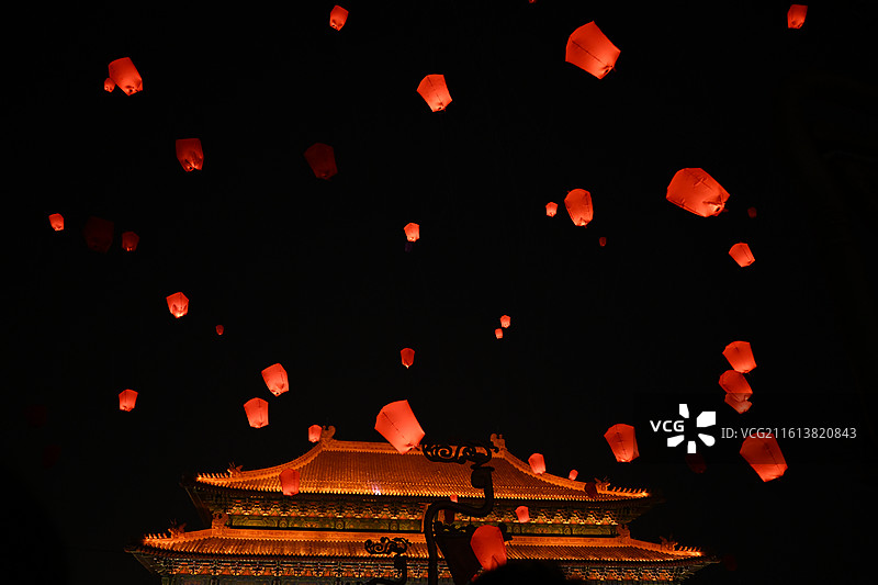 大同古城代王府孔明灯图片素材