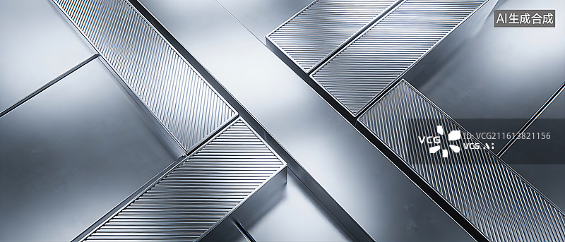 【AI数字艺术】银灰金属几何工业科技装饰背景素材图片素材