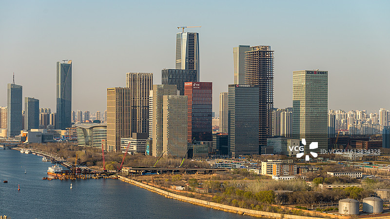 天津市滨海新区于家堡响螺湾城市天际线图片素材