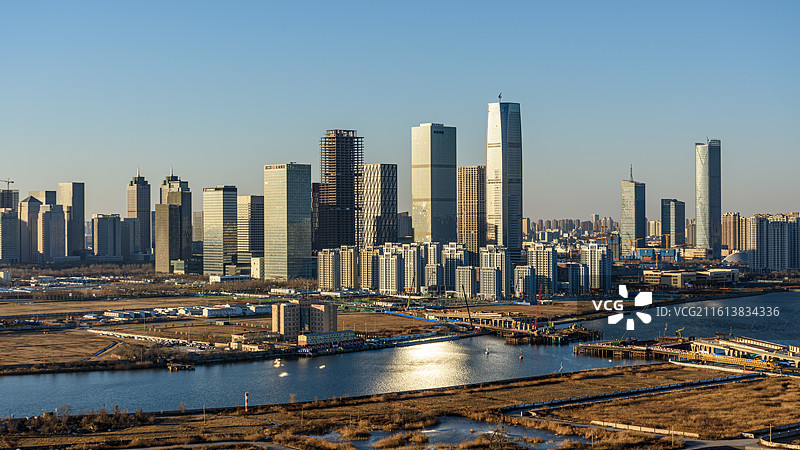 天津市滨海新区于家堡响螺湾城市天际线图片素材