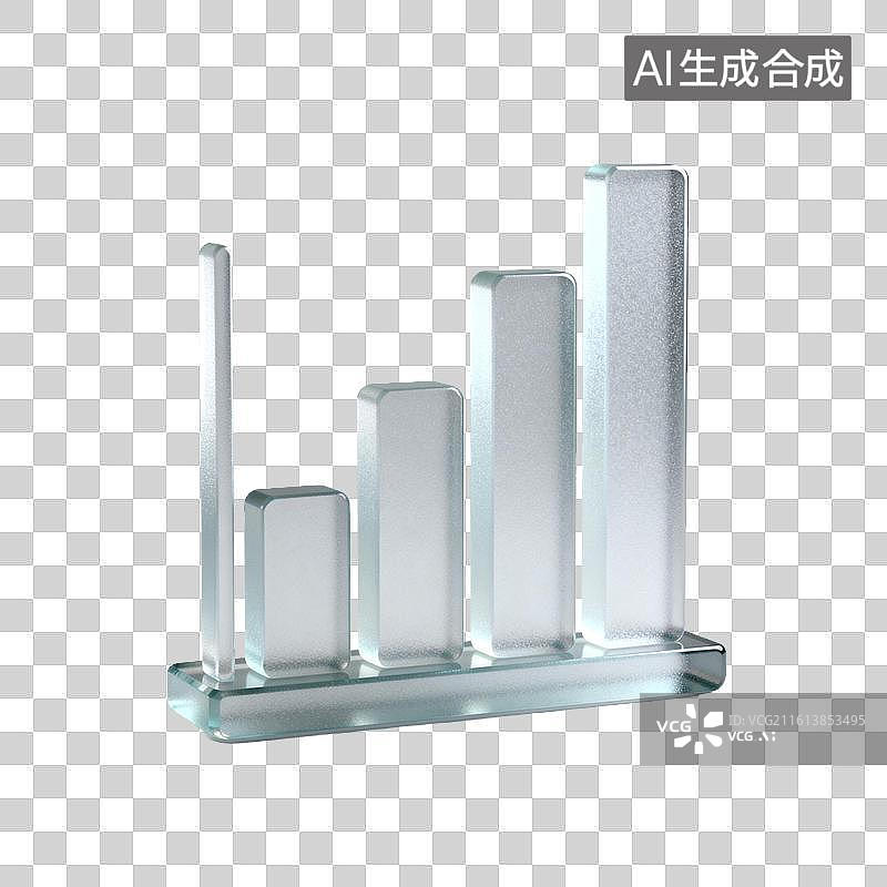 【AI数字艺术】[免抠PNG素材]磨砂玻璃柱状图艺术摆件图片素材