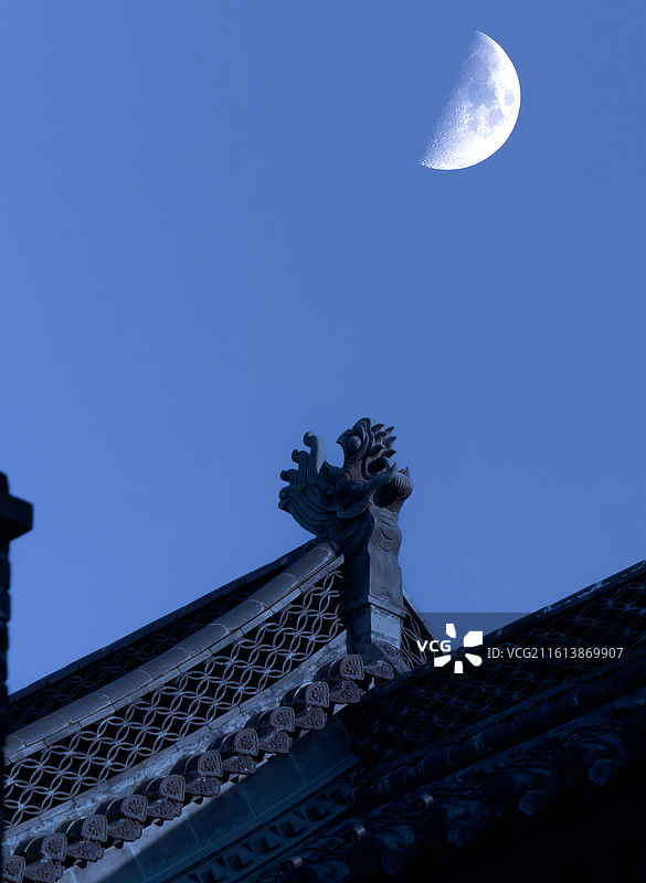 建筑外观，郑州，亳都新象，明清建筑群局部，夜景图片素材