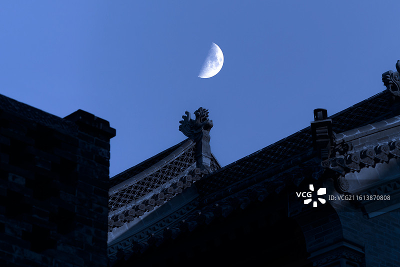 建筑外观，郑州，亳都新象，明清建筑群局部，夜景图片素材