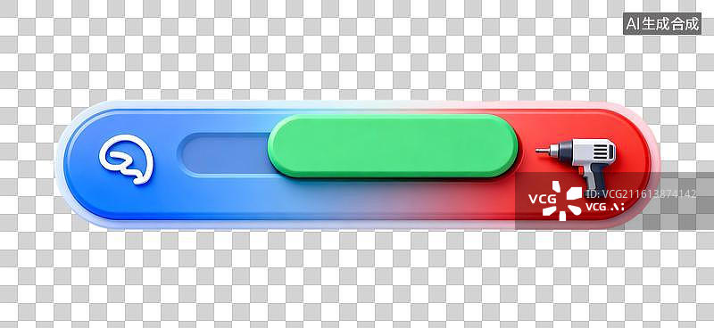 【AI数字艺术】一个噪音大小横向进度条，从左到右颜色从宁静蓝渐变到警示红图片素材