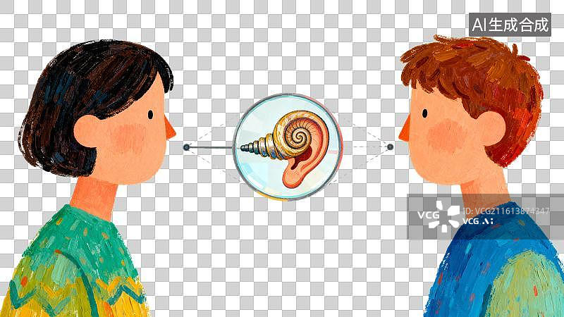 【AI数字艺术】让耳朵帮我们接住对方的声音 3月爱耳日主题创意插画元素图片素材