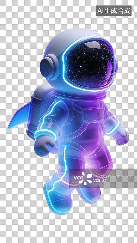 【AI数字艺术】卡通镭射风宇航员素材，宇航员卡通素材图片素材