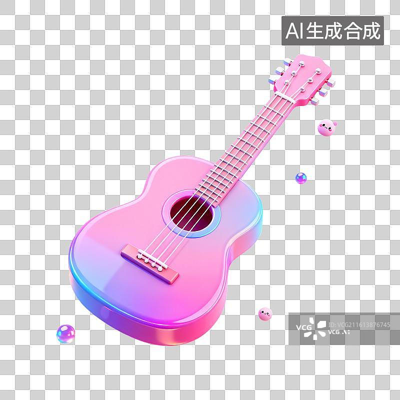 【AI数字艺术】卡通吉他素材，卡通音乐乐器元素图片素材