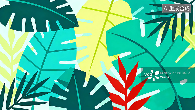 【AI数字艺术】热带植物图案背景图片素材
