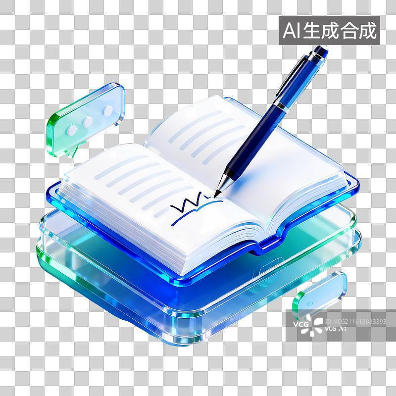 【AI数字艺术】商务钢笔写字教育行业笔记本图标图片素材