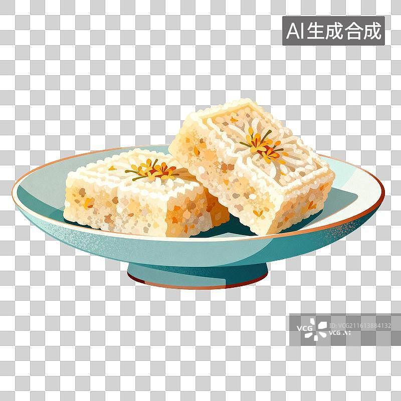 【AI数字艺术】桂花糕美食插画图片素材