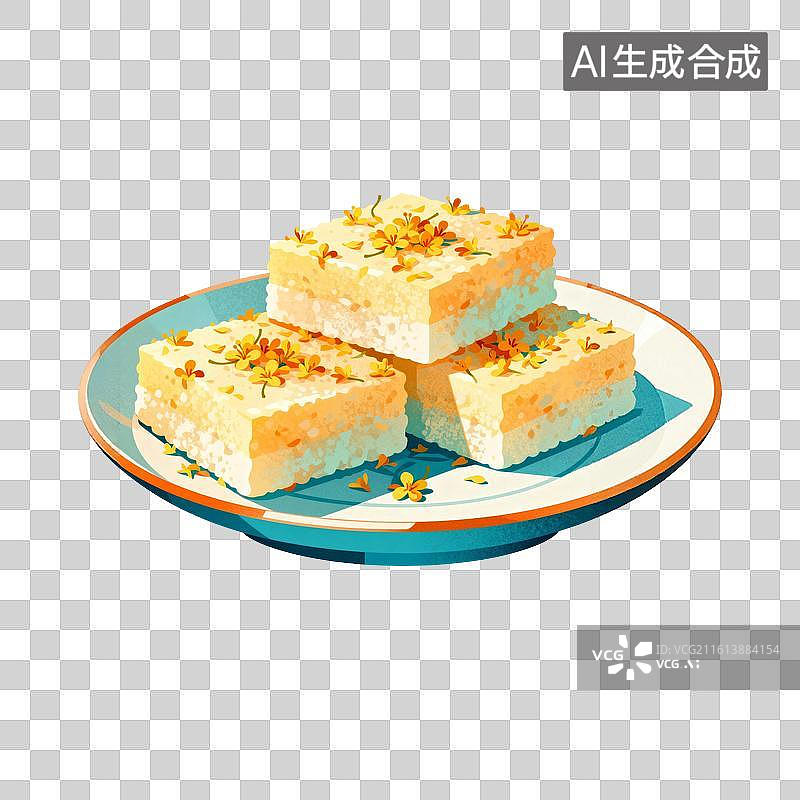 【AI数字艺术】桂花糕美食插画图片素材