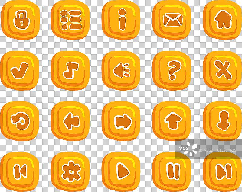 卡通风格的电子游戏按钮集合，扁平图标图片素材