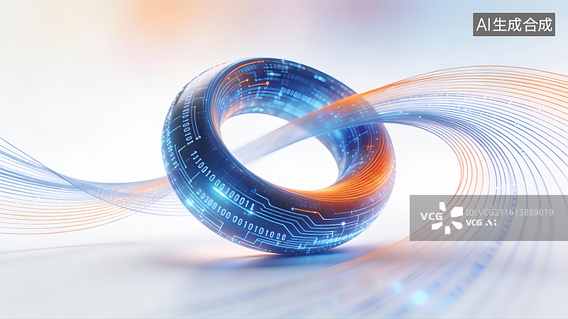 【AI数字艺术】科技环形数据流动态图图片素材