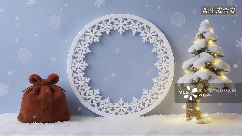 【AI数字艺术】冬日节日场景素材边框图片素材