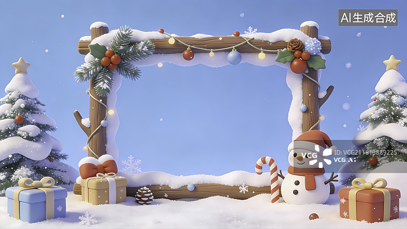 【AI数字艺术】冬日节日场景素材边框图片素材