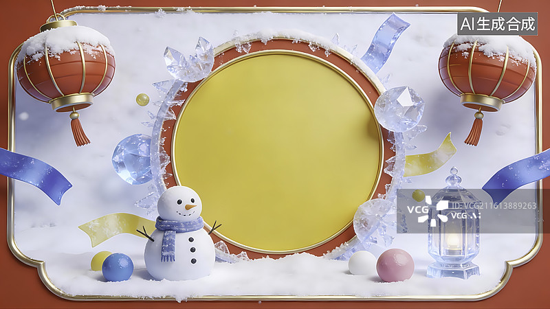 【AI数字艺术】冬日节日场景素材边框图片素材