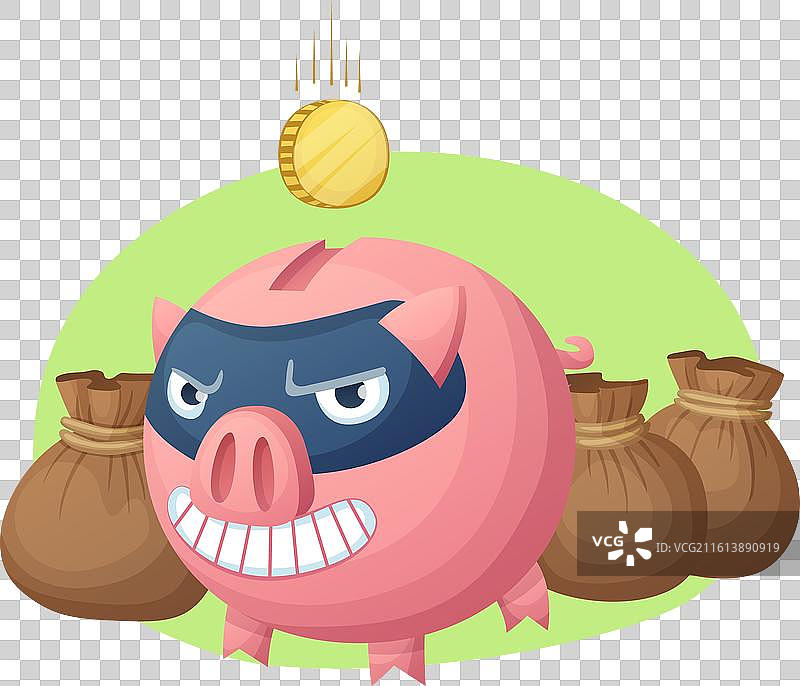 一只正在偷钱的强盗猪图片素材