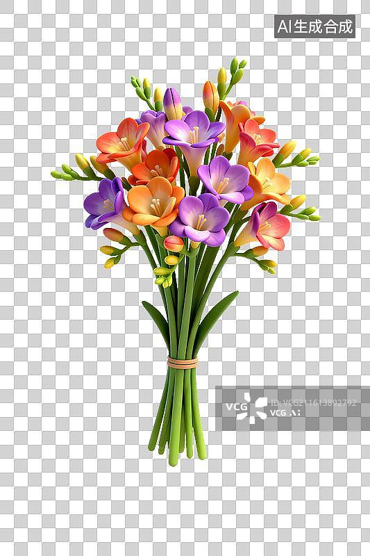 【AI数字艺术】色彩鲜艳的小苍兰花束图片素材