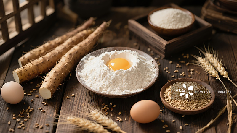 山药 荞麦 小麦粉 芝麻 蛋 拷贝图片素材