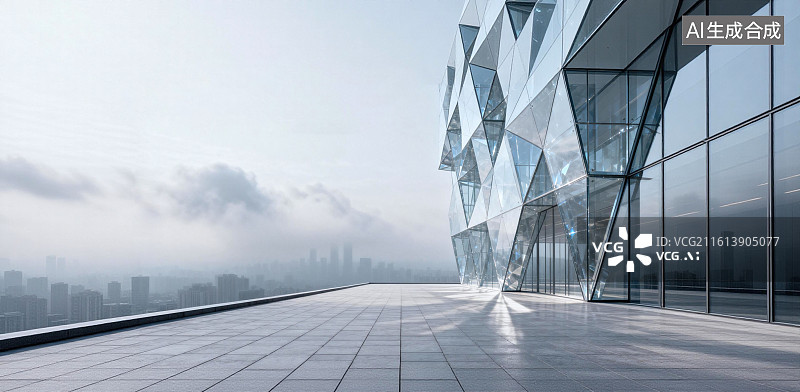 【AI数字艺术】现代城市露台广场汽车广告背景图图片素材