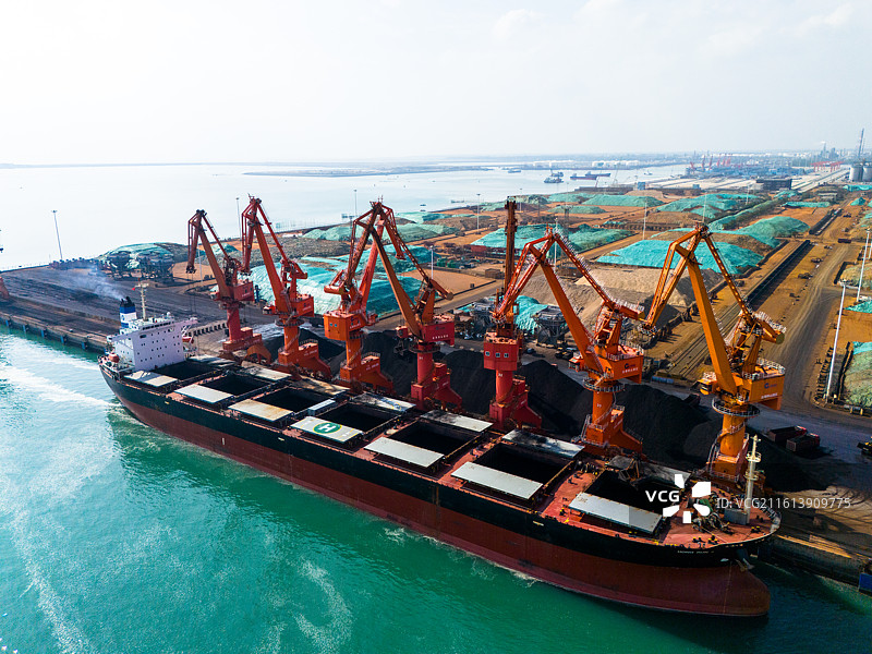 广西北海市铁山港区集装箱港口航拍图片素材