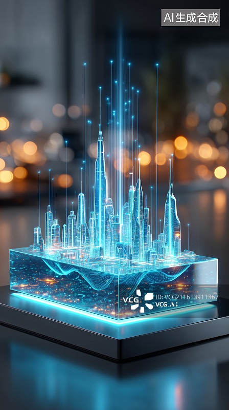 【AI数字艺术】未来城市光影建筑群图片素材